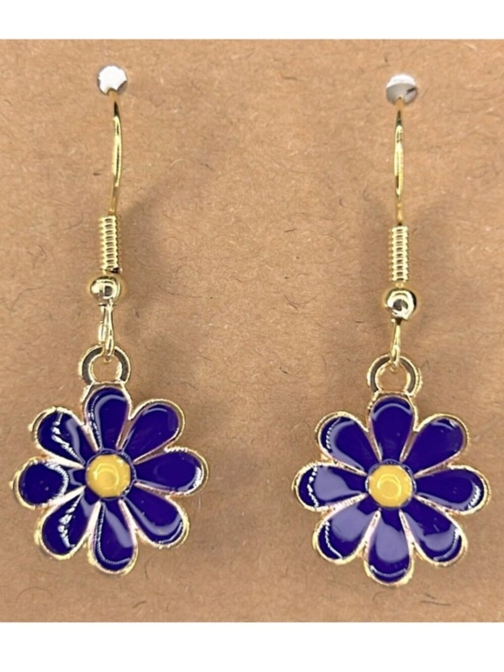 Petite Purple Flower Earrings 18k Platted Hook Fashion Jewelry